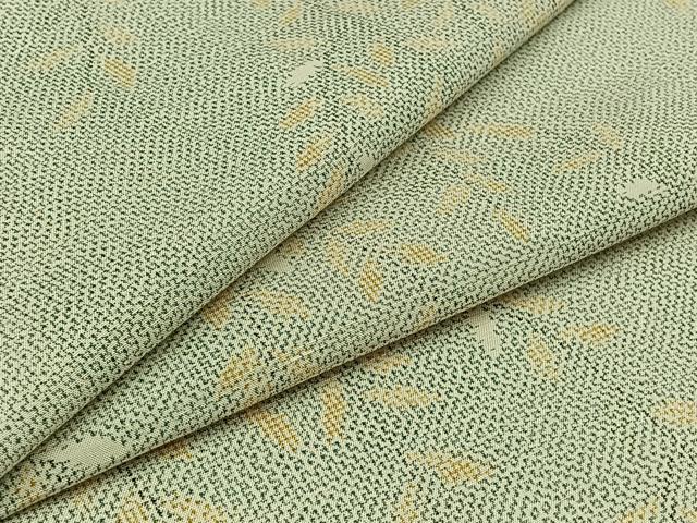 平和屋着物▽上質な紬 単衣 枝葉文 正絹 逸品 AABB2447jh