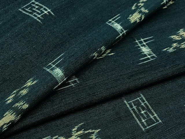 平和屋着物▽上質な紬 単衣 琉球絣文様 正絹 逸品 AABB2450jh