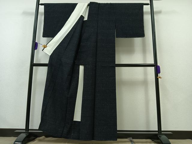 平和屋着物▽上質な紬 単衣 草花文 正絹 逸品 AABB2452jh