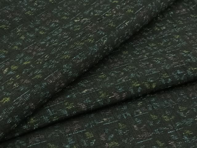 平和屋着物▽上質な紬 単衣 草花文 正絹 逸品 AABB2452jh