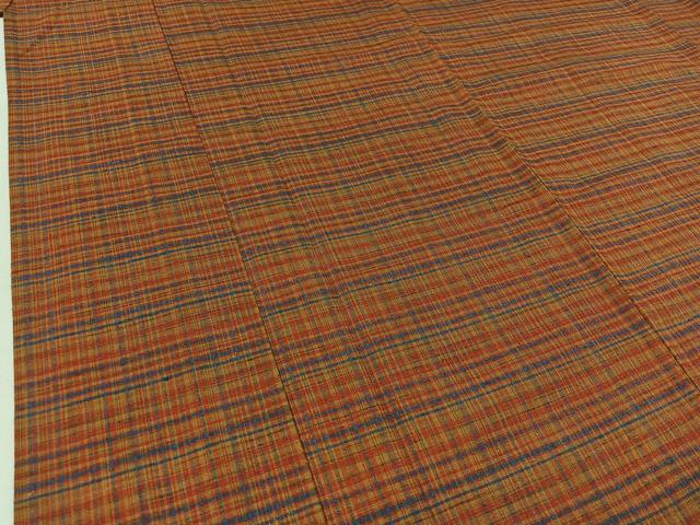平和屋着物▽上質な紬 単衣 格子 正絹 逸品 AABB2453jh