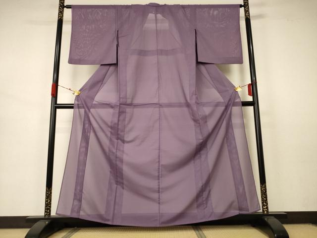 平和屋着物*夏物 色無地 絽 葡萄鼠色 正絹 逸品 AABB2484jd