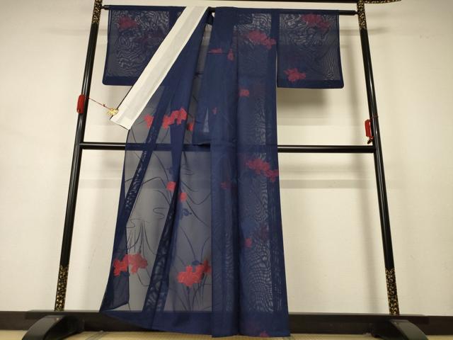 平和屋着物*夏物 小紋 紗 草花文 正絹 逸品 AABB2509jd