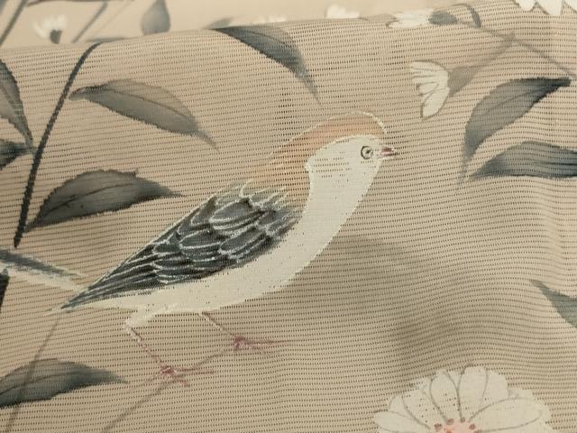 平和屋着物*夏物 訪問着 絽 手描き 花鳥文 正絹 逸品 AABB2512jd