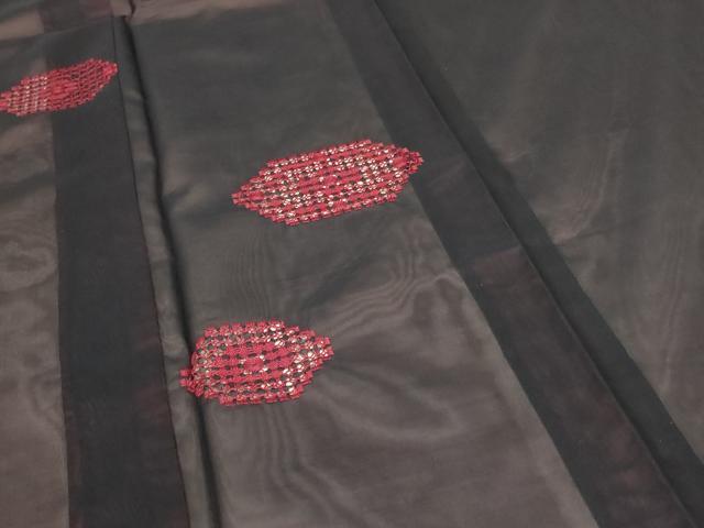 平和屋着物*夏物 訪問着 紗 刺繍 花菱文 正絹 逸品 AABB2547jd