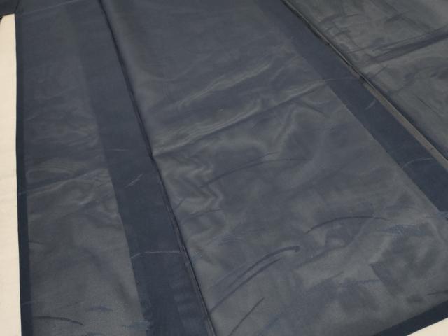 平和屋着物*夏物 色無地 芝紋紗 藍鉄色 正絹 逸品 AABB2555jd