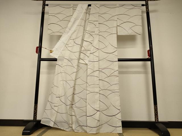 平和屋着物*夏物 小紋 絽 芝文 洗える着物 AABB2560jd