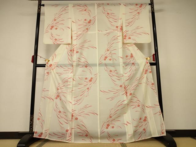 平和屋着物*夏物 小紋 絽 楓文 洗える着物 AABB2566jd