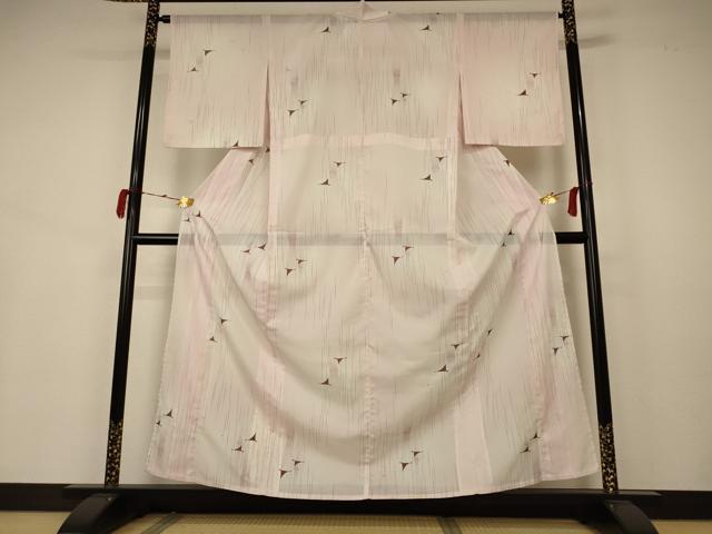 平和屋着物*夏物 小紋 絽 鶴 暈し染め 洗える着物 AABB2570jd