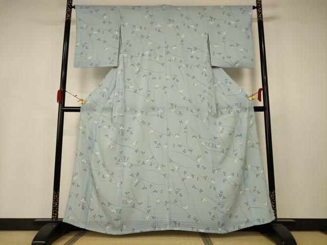 平和屋着物*夏物 小紋 絽 枝葉文 洗える着物 AABB2578jd
