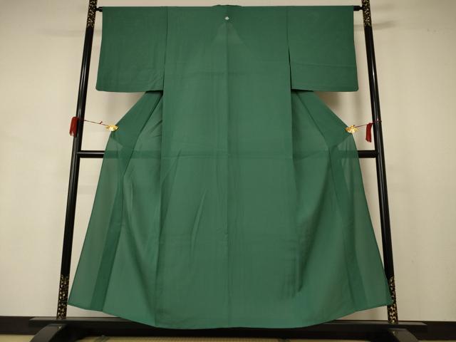 平和屋着物*夏物 色無地 絽 老竹色 正絹 逸品 AABB2588jd