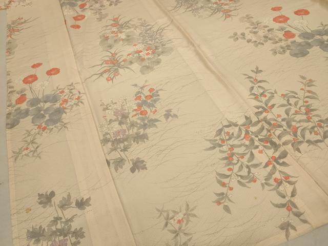平和屋着物*夏物 小紋 絽 手描き 草花文 正絹 逸品 AABB2590jd