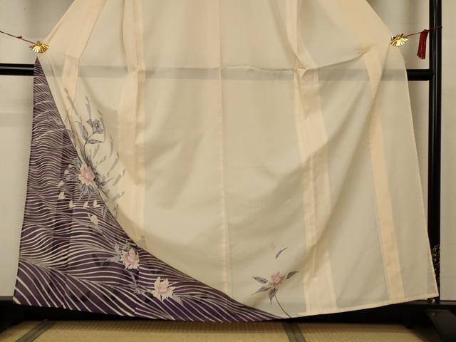 平和屋着物*夏物 訪問着 絽 流水草花文 洗える着物 AABB2595jd