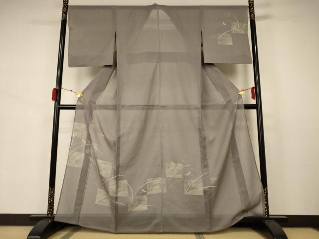 平和屋着物*夏物 訪問着 絹駒上布 蜻蛉 金銀彩 反端付き 正絹 逸品 AABB2598jd