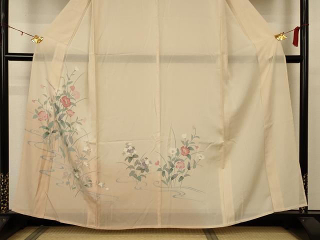 平和屋着物*夏物 訪問着 絽 流水草花文 暈し染め 正絹 逸品 AABB2599jd