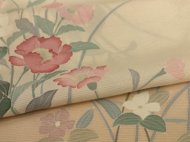平和屋着物*夏物 訪問着 絽 流水草花文 暈し染め 正絹 逸品 AABB2599jd