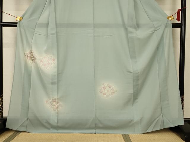 平和屋着物*夏物 訪問着 絽 草花文 銀彩 正絹 逸品 AABB2607jd