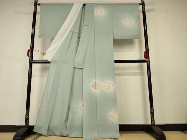 平和屋着物*夏物 訪問着 絽 草花文 銀彩 正絹 逸品 AABB2607jd