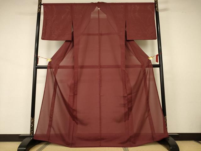 平和屋着物*夏物 色無地 絽 栗皮茶色 洗える着物 AABB2609jd