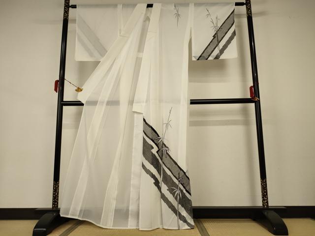 平和屋着物*夏物 訪問着 絽 笹竹文 正絹 逸品 AABB2611jd