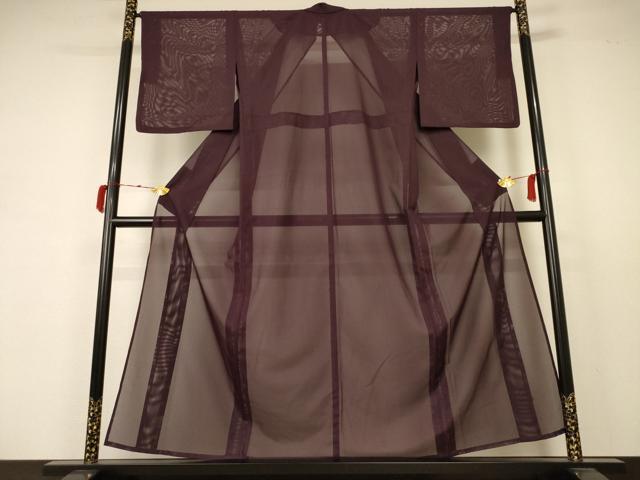平和屋着物*夏物 色無地 絽 黒鳶色 洗える着物 AABB2621jd