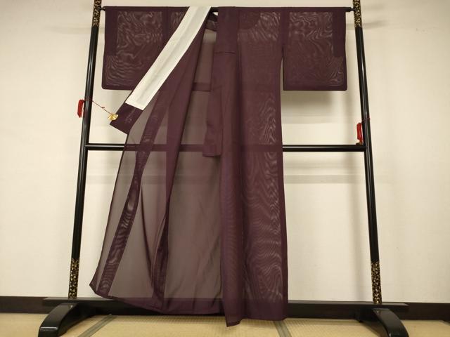 平和屋着物*夏物 色無地 絽 黒鳶色 洗える着物 AABB2621jd