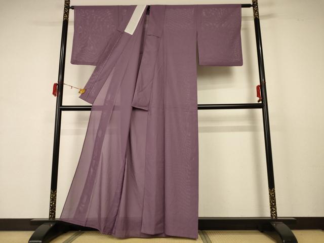 平和屋着物*夏物 色無地 絽 梅鼠色 洗える着物 AABB2625jd