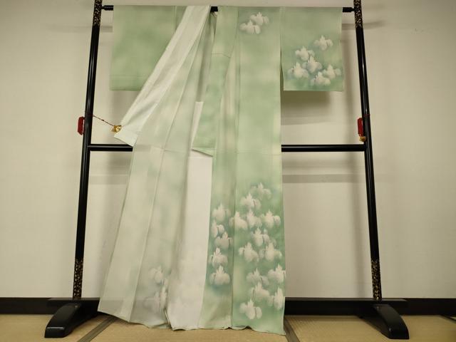 平和屋着物*夏物 訪問着 絽 草花文 暈し染め 正絹 逸品 AABB2627jd