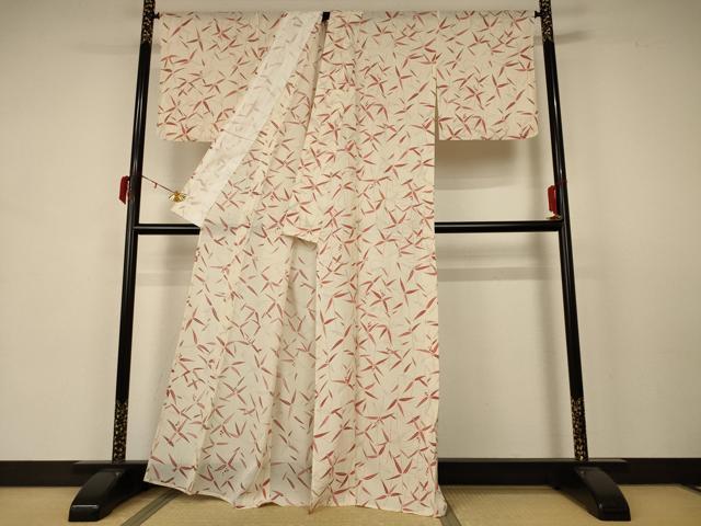 平和屋着物*夏物 小紋 絽 枝葉文 正絹 逸品 AABB2632jd