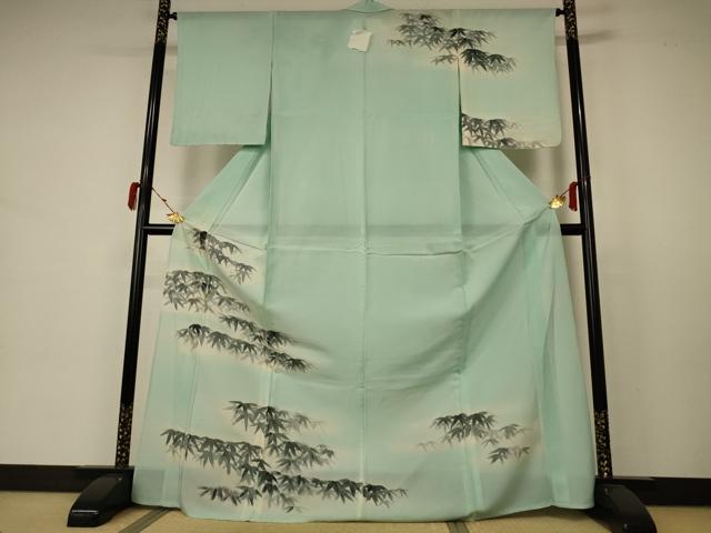 平和屋着物*夏物 訪問着 絽 手描き 笹文 暈し染め ロング丈 正絹 逸品 AABB2635jd