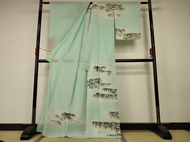 平和屋着物*夏物 訪問着 絽 手描き 笹文 暈し染め ロング丈 正絹 逸品 AABB2635jd