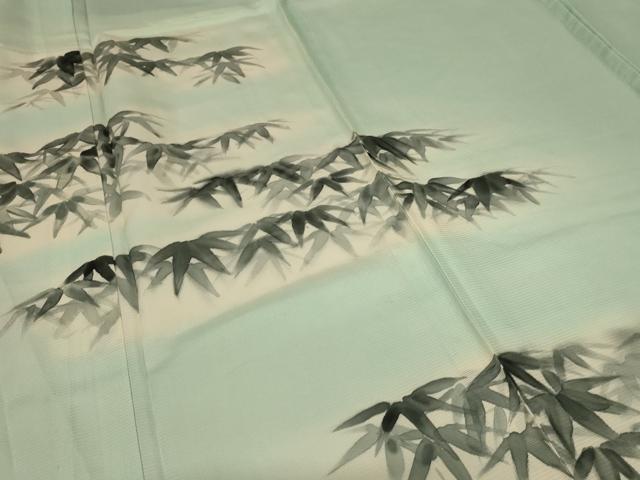 平和屋着物*夏物 訪問着 絽 手描き 笹文 暈し染め ロング丈 正絹 逸品 AABB2635jd