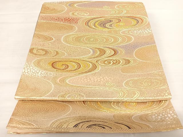 平和屋着物◎六通柄袋帯 流水文 金糸 正絹 逸品 AABB2731yx