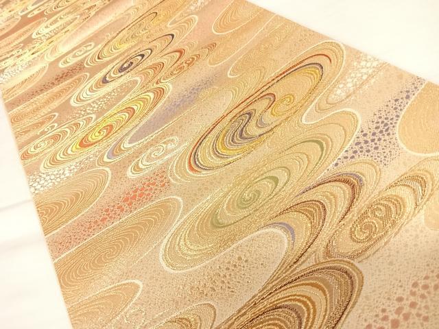 平和屋着物◎六通柄袋帯 流水文 金糸 正絹 逸品 AABB2731yx