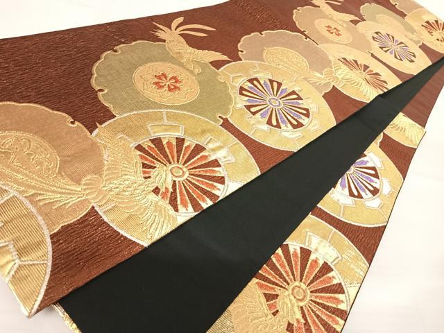 平和屋着物◎六通柄袋帯 鳳凰花文 金銀糸 正絹 逸品 AABB2879yx