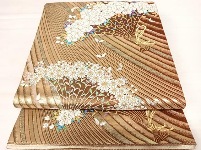 平和屋着物◎六通柄袋帯 唐織 花束 金銀糸 正絹 逸品 AABB2891yx