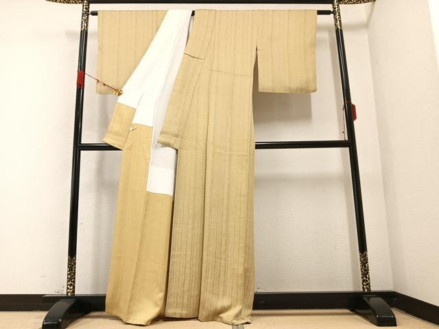 平和屋着物●お召 間道 正絹 逸品 AABB2921ph