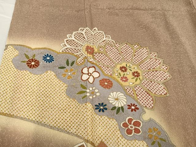 平和屋着物●訪問着 雪輪草花文 金彩 正絹 逸品 AABB2968ph