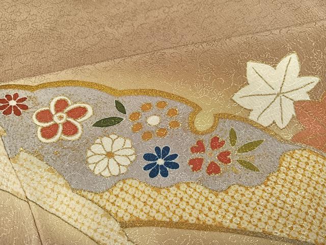 平和屋着物●訪問着 雪輪草花文 金彩 正絹 逸品 AABB2968ph
