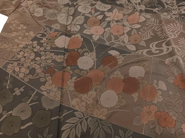 平和屋着物●訪問着 草花文 正絹 逸品 AABB2981ph
