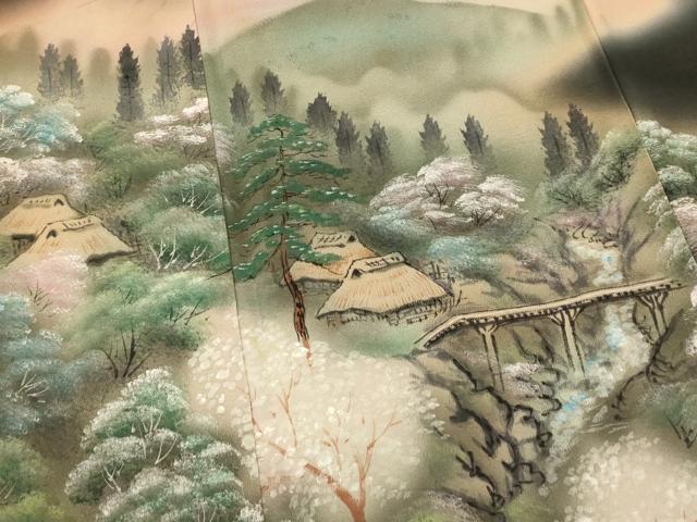 平和屋着物■豪華黒留袖 宝江 手描き 風景文 正絹 逸品 AABB3005fw