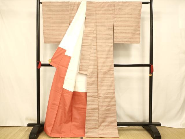 平和屋着物■上質な紬 横段文 正絹 逸品 AABB3150fw