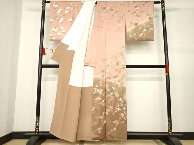 平和屋着物●訪問着 草花文 暈し染め 三越扱い 正絹 逸品 AABB3179ck