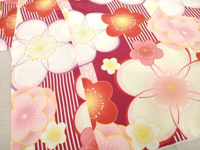 平和屋着物●小振袖 二尺袖 舞花文 洗える着物 AABB3208ck