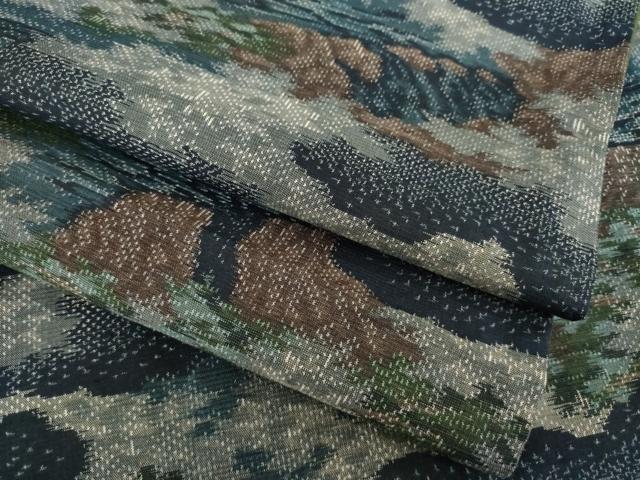平和屋着物●上質な紬 雲重ね風景文 正絹 逸品 AABB3238ck