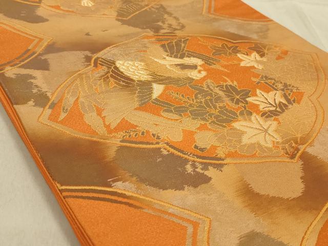 平和屋着物◎六通柄袋帯 鳳凰花文 金糸 引箔 正絹 逸品 AABB3273ou