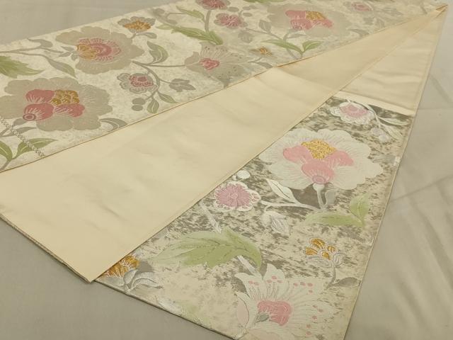 平和屋着物◎六通柄袋帯 唐織 更紗花文 金銀糸 正絹 逸品 AABB3280ou