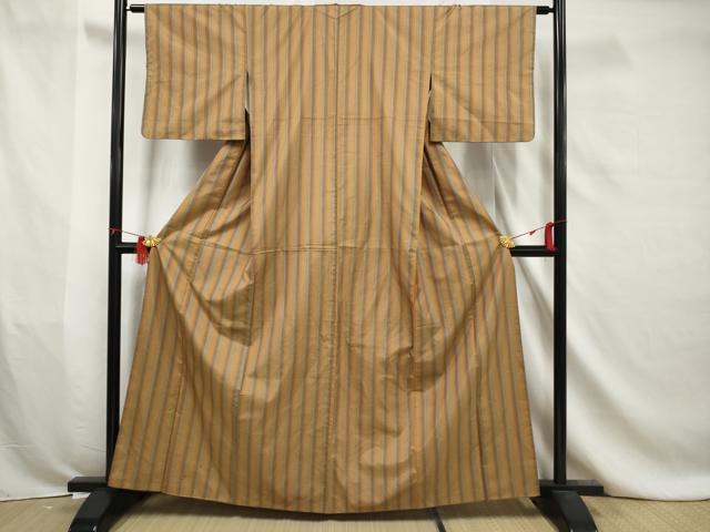 平和屋着物■上質な紬 縞 正絹 逸品 AABB3329gw