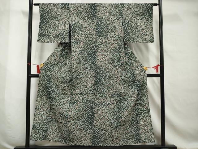 平和屋着物▽小紋 単衣 舞蝶文 洗える着物 AABB3384gw