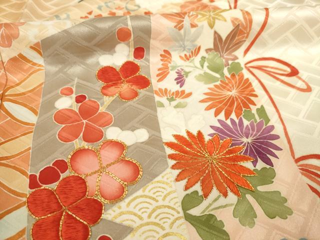 平和屋着物●豪華振袖 駒刺繍 几帳花鳥文 金彩 高島屋扱い 正絹 逸品 AABH9590ck